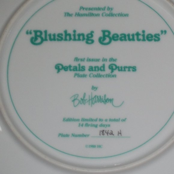 "Blushing Beauties" Petals and Purrs by Bob Harrison #1842 H, 1988 - Picture 5 of 5